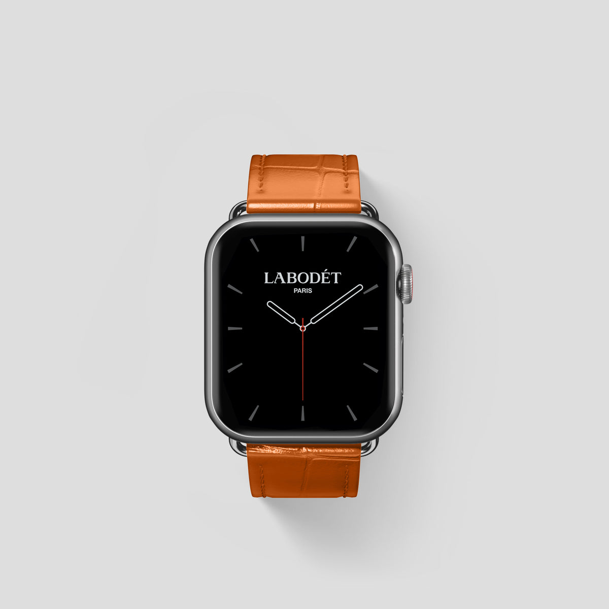 Orange Classic Strap For Apple Watch 42mm In Alligator with Steel Metal -1 | Orange-Steel