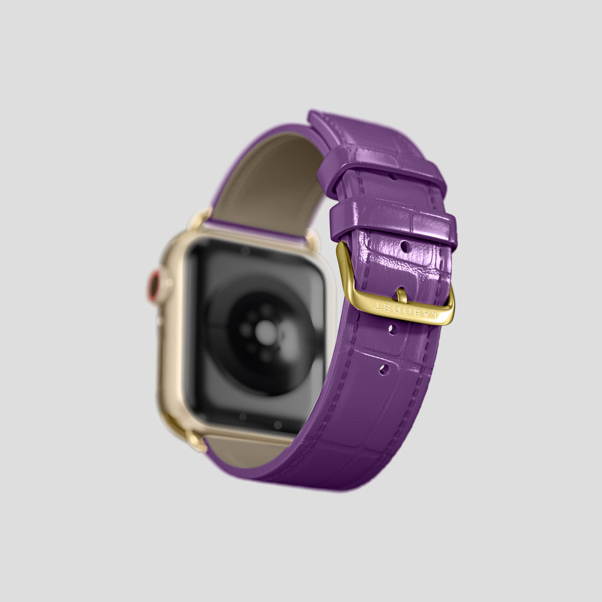 Purple Classic Strap For Apple Watch 42mm In Alligator with Gold Metal -4 | Purple-Gold
