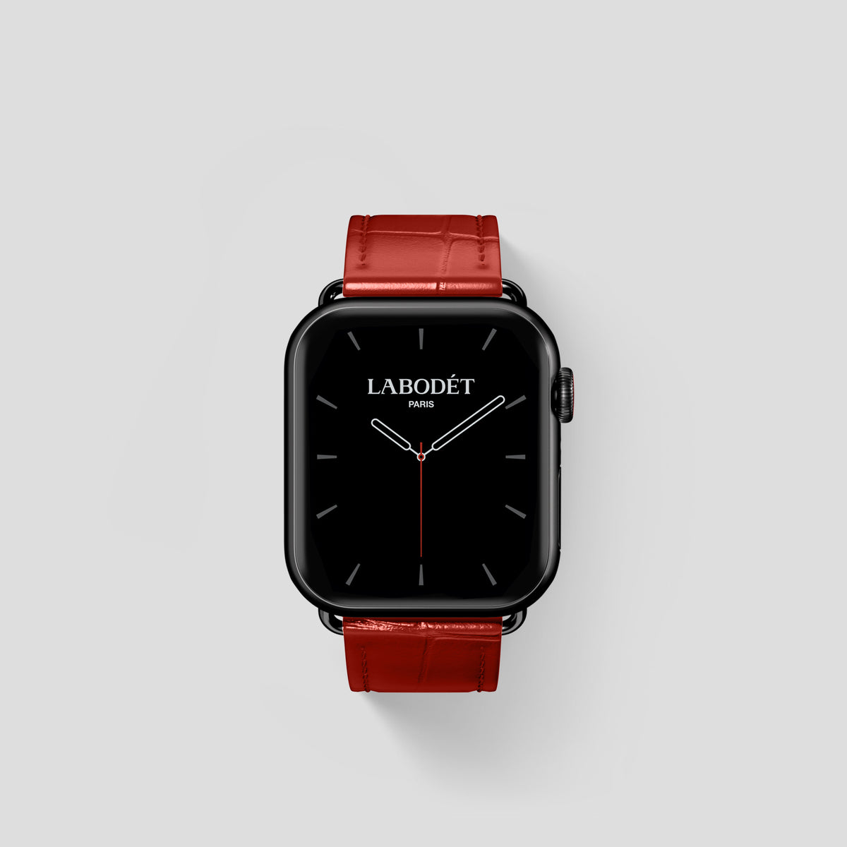 Red Classic Strap For Apple Watch 42mm In Alligator with Black Metal -1 | Red-Black
