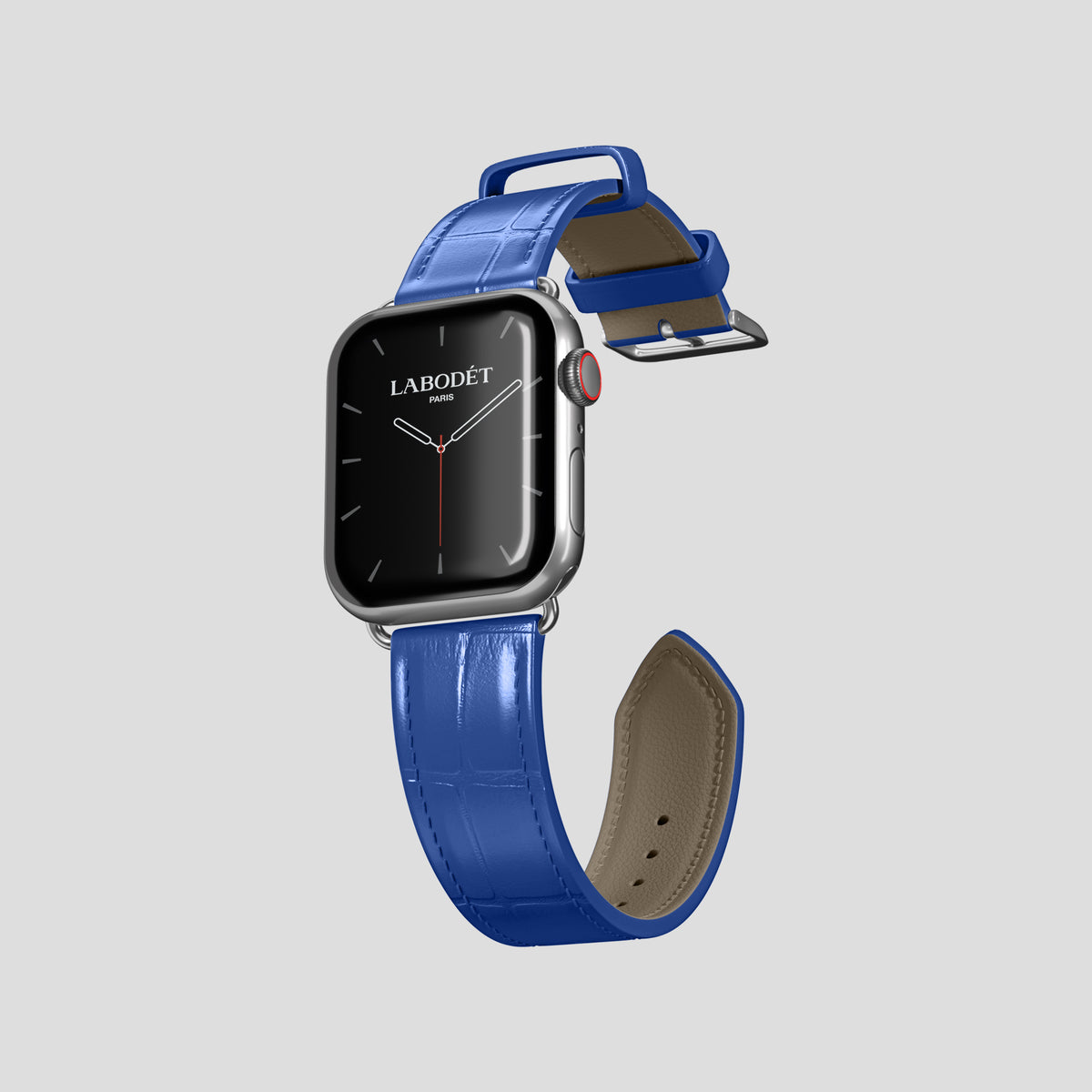 Royal Blue Classic Strap For Apple Watch 42mm In Alligator with Steel Metal -3 | Royal-Blue-Steel