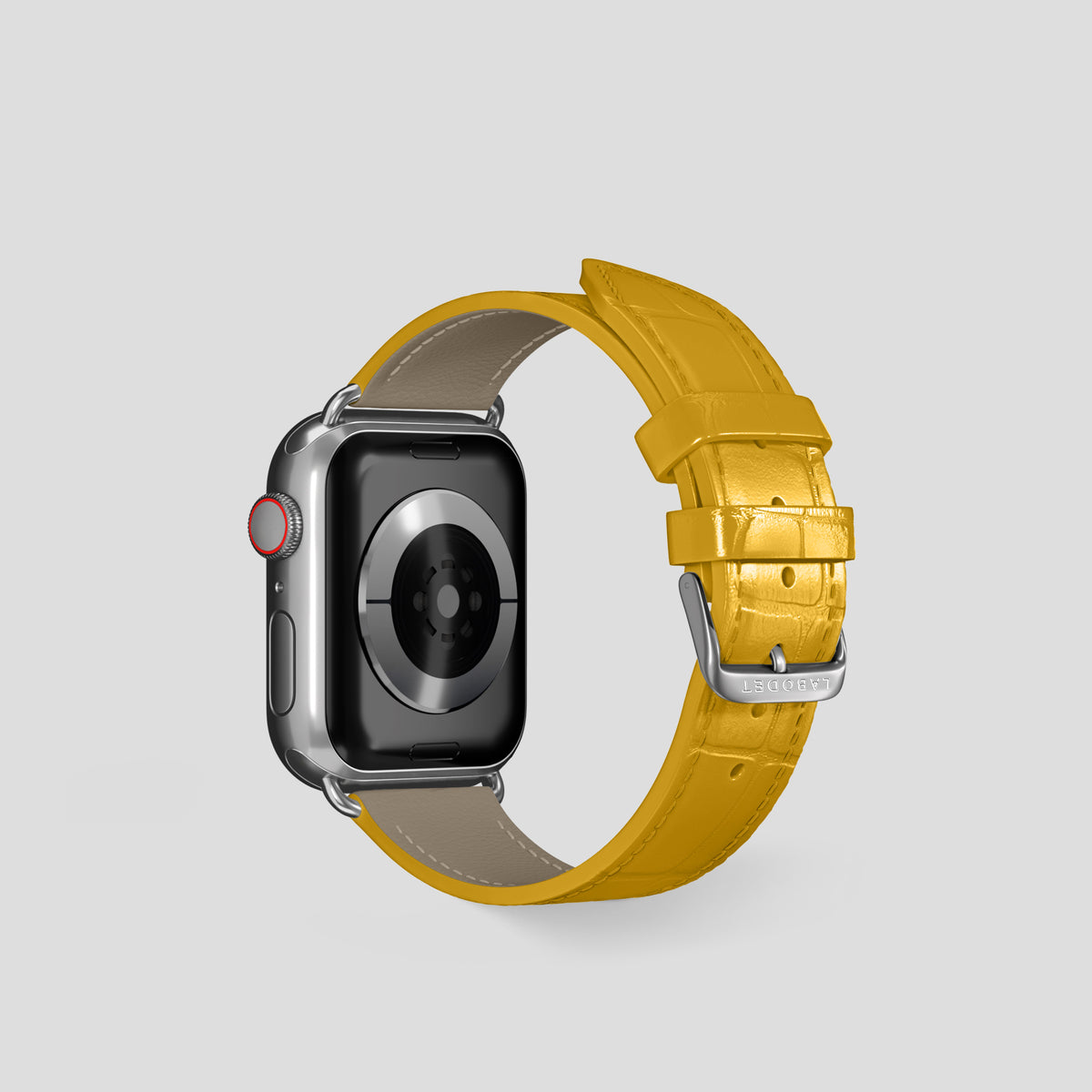 Yellow Classic Strap For Apple Watch 42mm In Alligator with Steel Metal -2 | Yellow-Steel