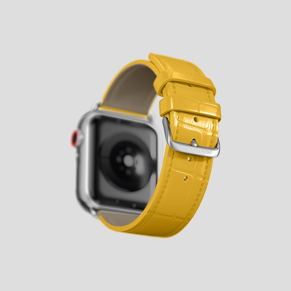 Yellow Classic Strap For Apple Watch 42mm In Alligator with Steel Metal -4 | Yellow-Steel