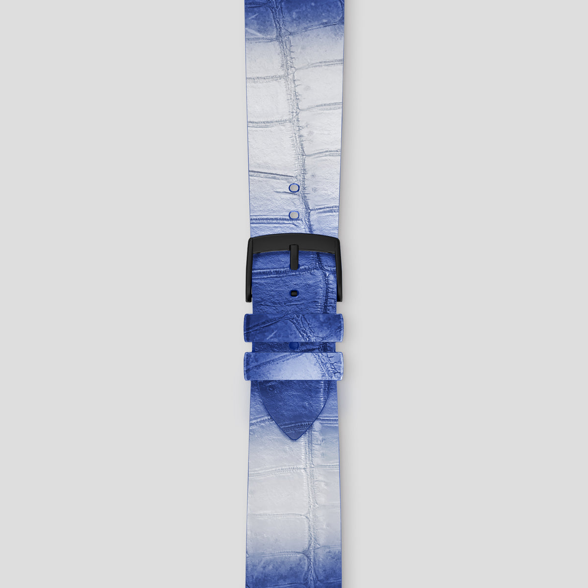 Navy Blue Apple Watch 42mm Strap Himalayan Crocodile with Black Metal -4 | Navy-Blue-Black