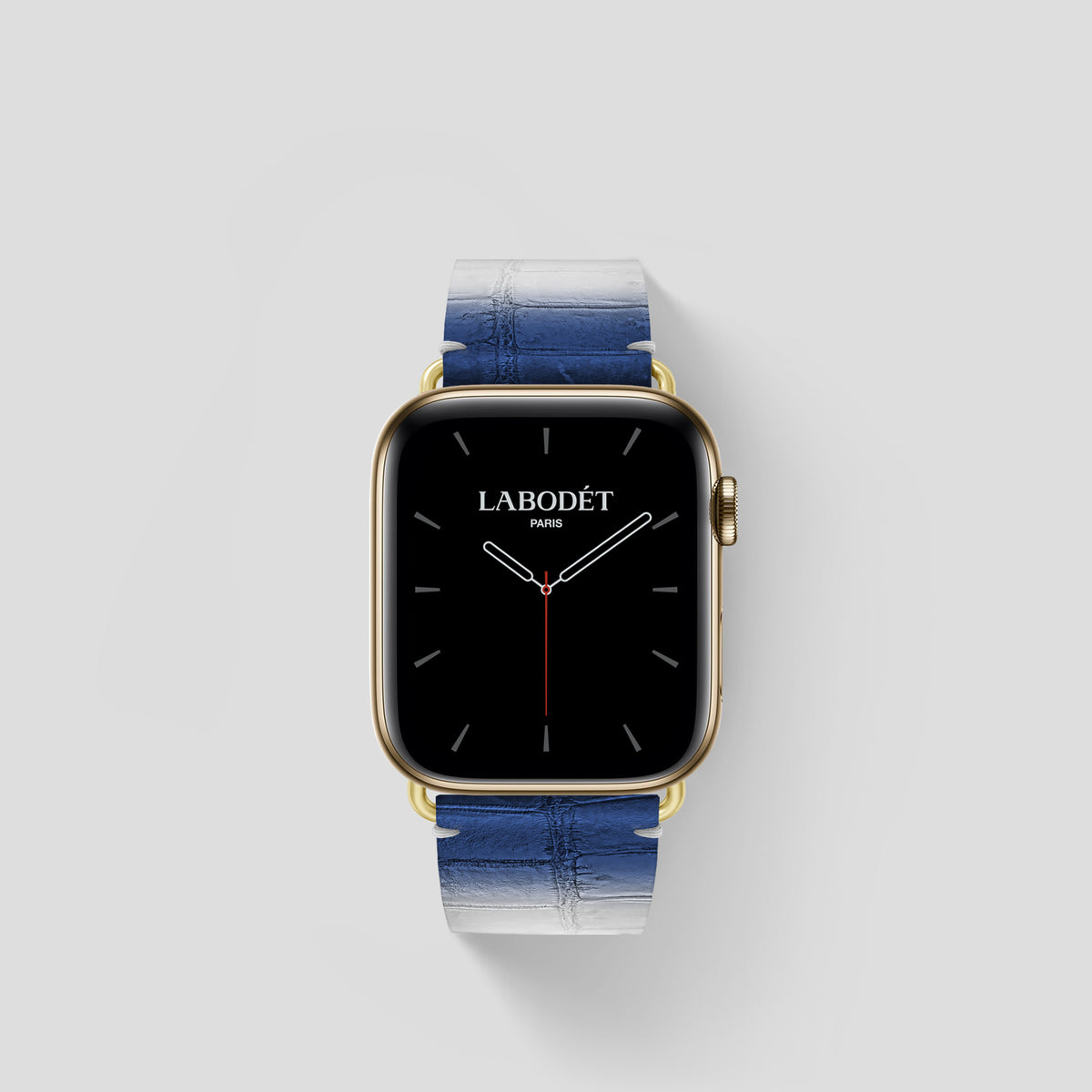 Navy Blue Apple Watch 42mm Strap Himalayan Crocodile with Gold Metal -1 | Navy-Blue-Gold