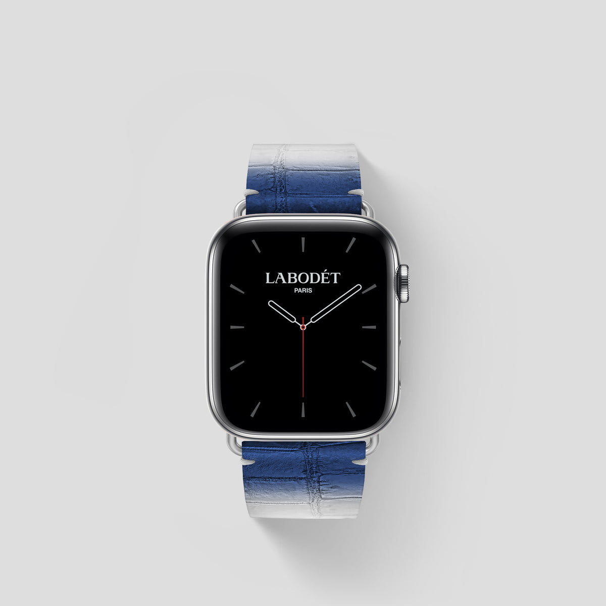 Navy Blue Apple Watch 42mm Strap Himalayan Crocodile with Steel Metal -1 | Navy-Blue-Steel