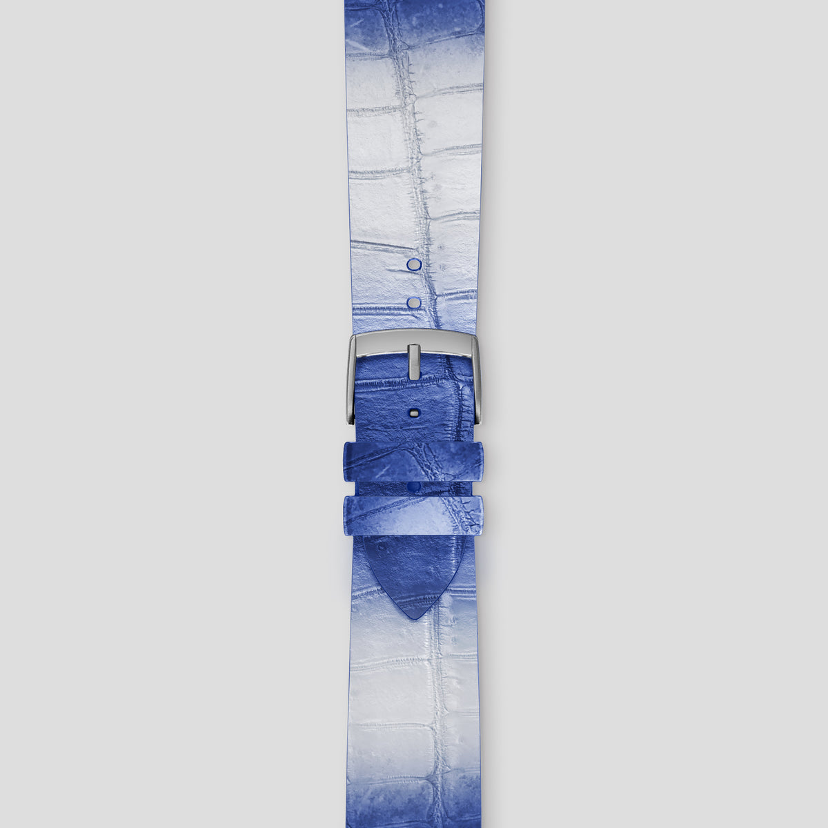 Navy Blue Apple Watch 42mm Strap Himalayan Crocodile with Steel Metal -4 | Navy-Blue-Steel
