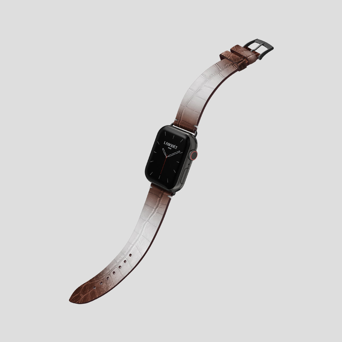 Dark Brown Apple Watch 42mm Strap Himalayan Crocodile with Black Metal -3 | Dark-Brown-Black
