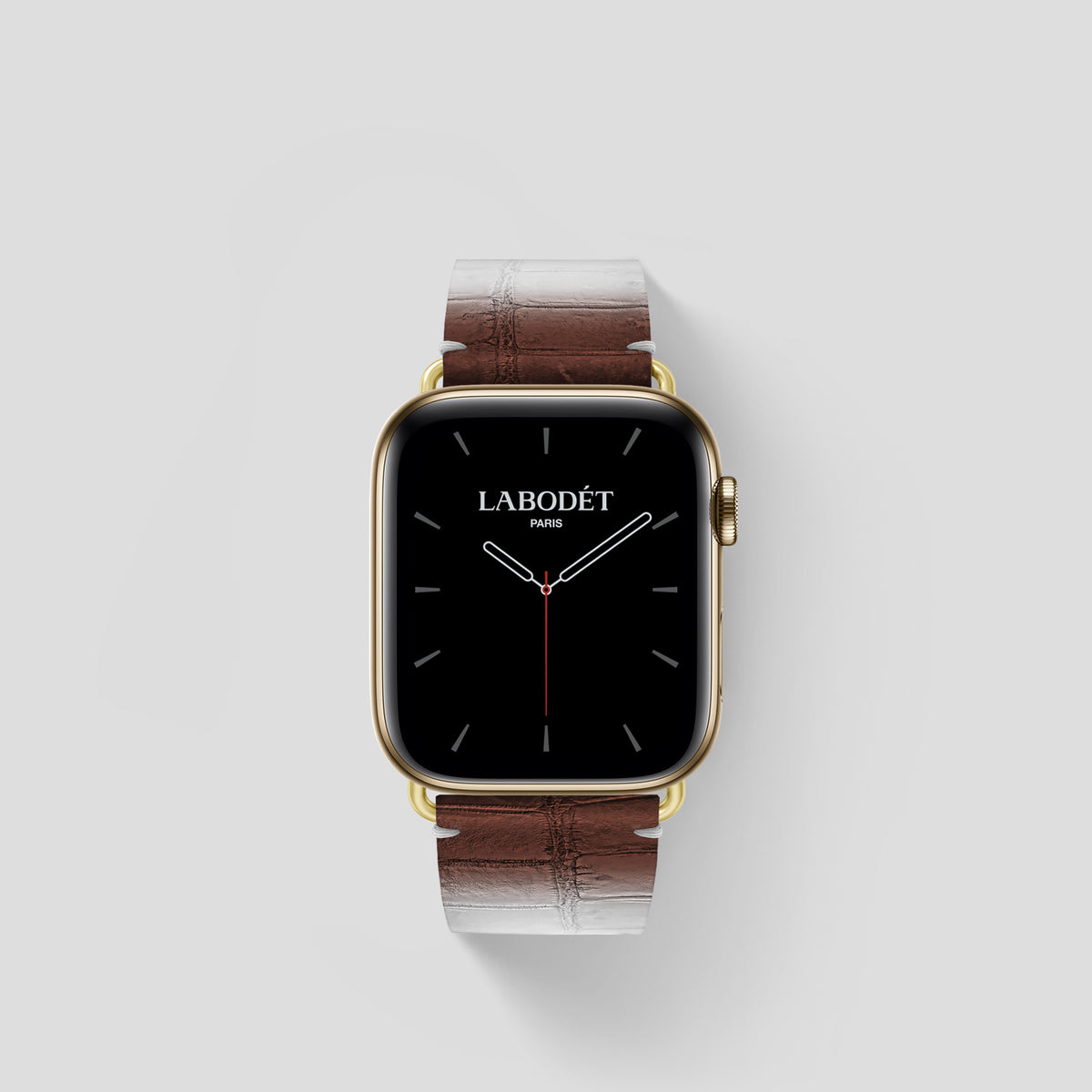 Dark Brown Apple Watch 42mm Strap Himalayan Crocodile with Gold Metal -1 | Dark-Brown-Gold