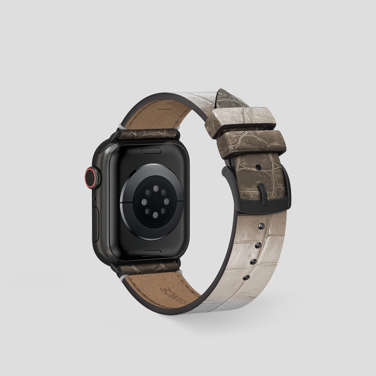 Dark Apple Watch 42mm Strap Himalayan Crocodile with Black Metal -2 | Dark-Black