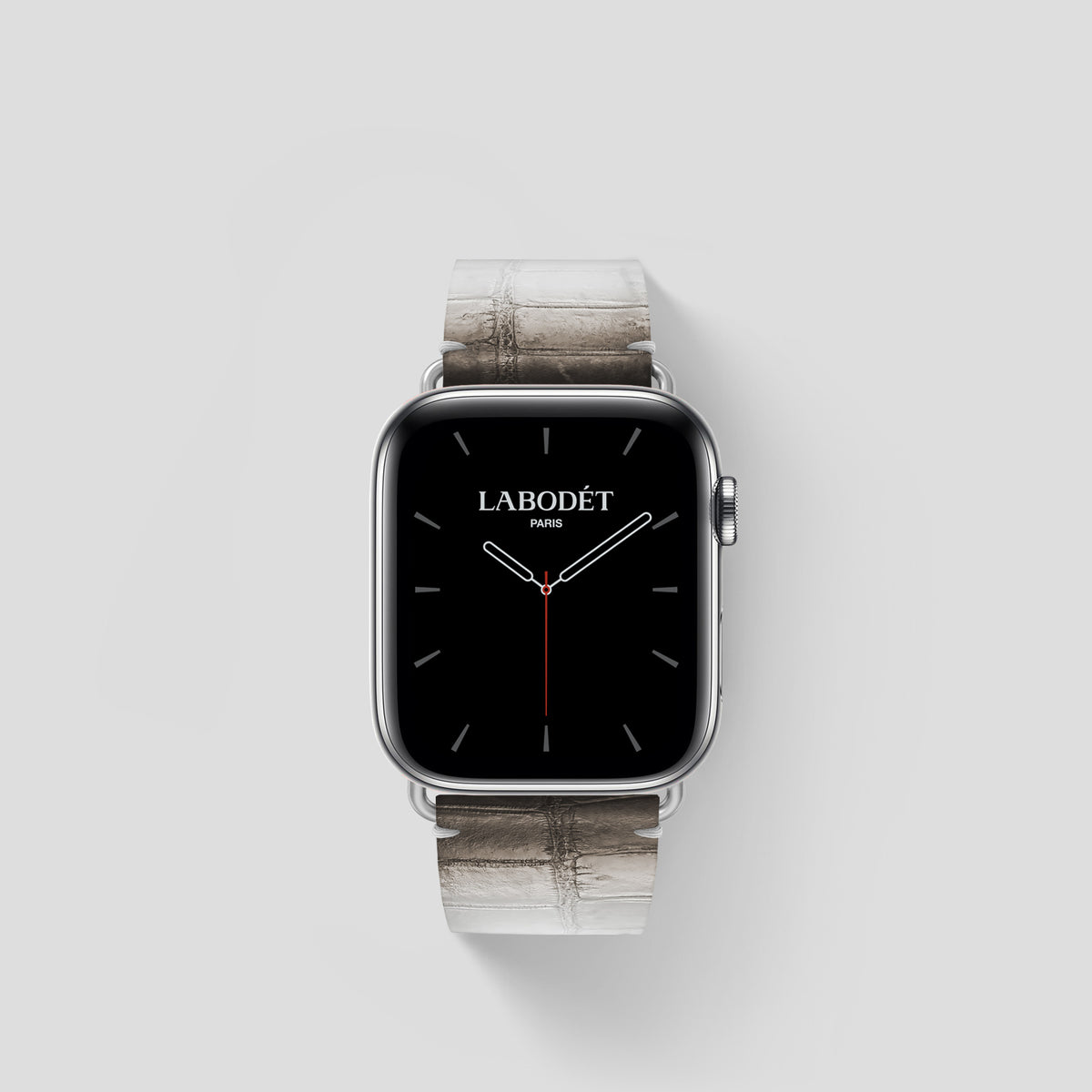 Dark Apple Watch 42mm Strap Himalayan Crocodile with Steel Metal -1 | Dark-Steel