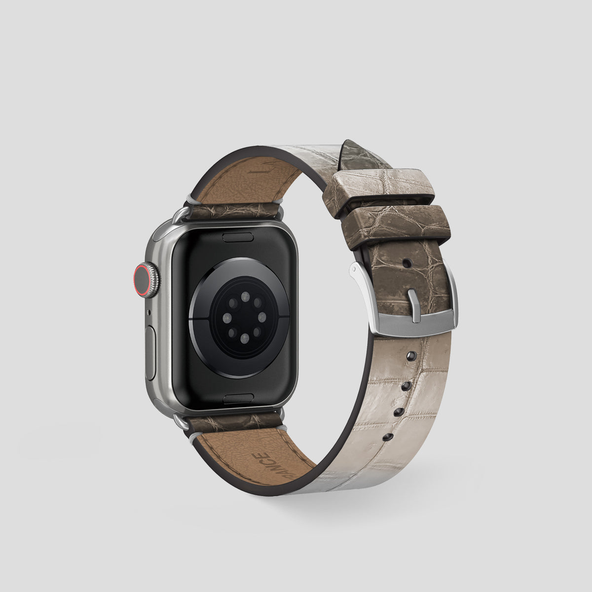Dark Apple Watch 42mm Strap Himalayan Crocodile with Steel Metal -2 | Dark-Steel