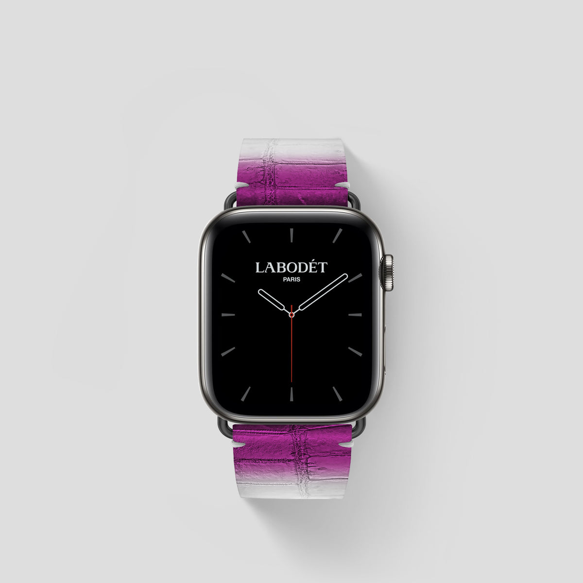 Fuchsia Apple Watch 42mm Strap Himalayan Crocodile with Black Metal -1 | Fuchsia-Black