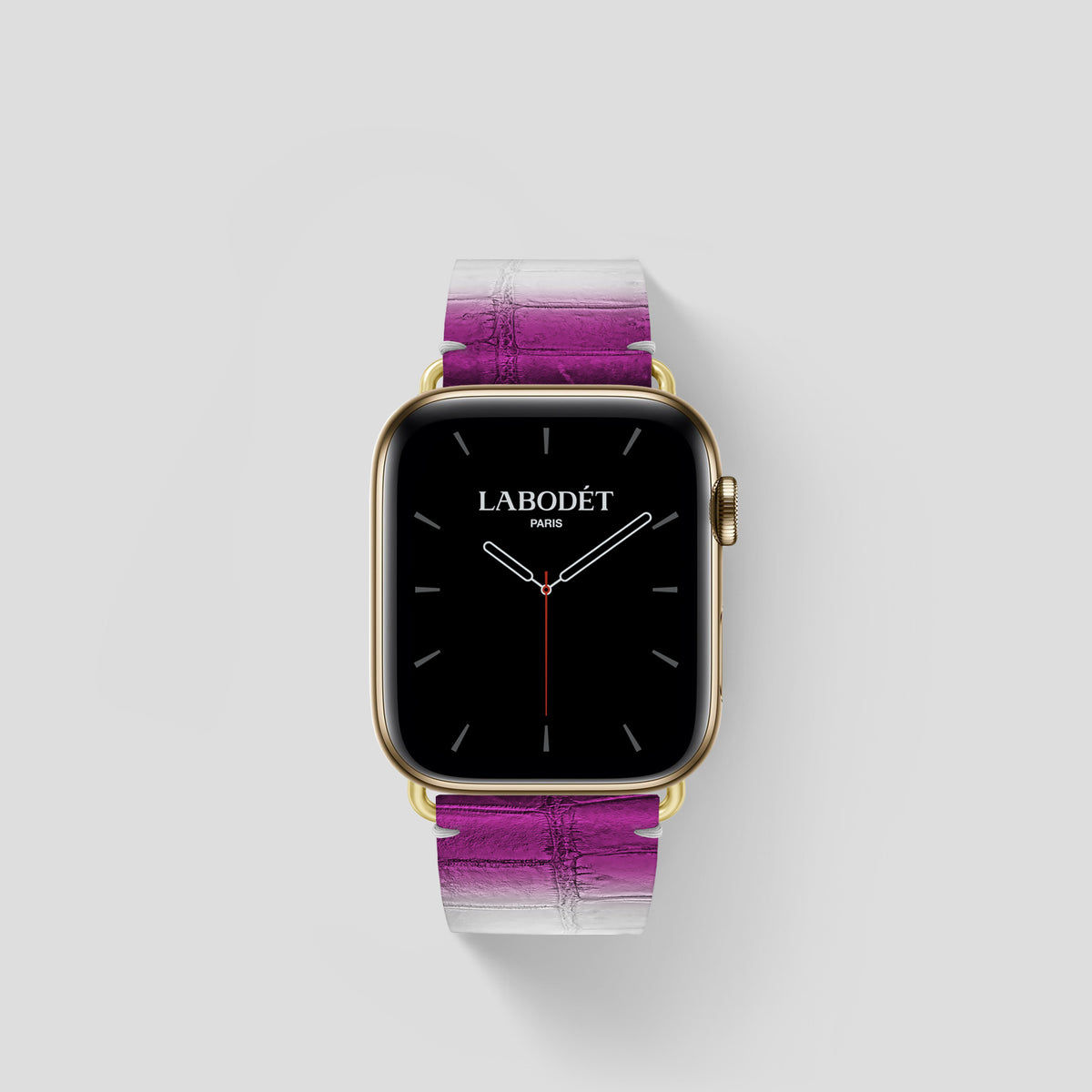 Fuchsia Apple Watch 42mm Strap Himalayan Crocodile with Gold Metal -1 | Fuchsia-Gold