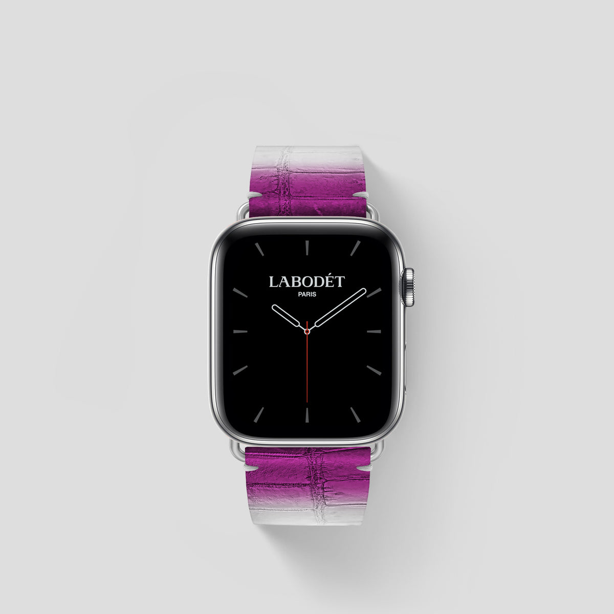 Fuchsia Apple Watch 42mm Strap Himalayan Crocodile with Steel Metal -1 | Fuchsia-Steel