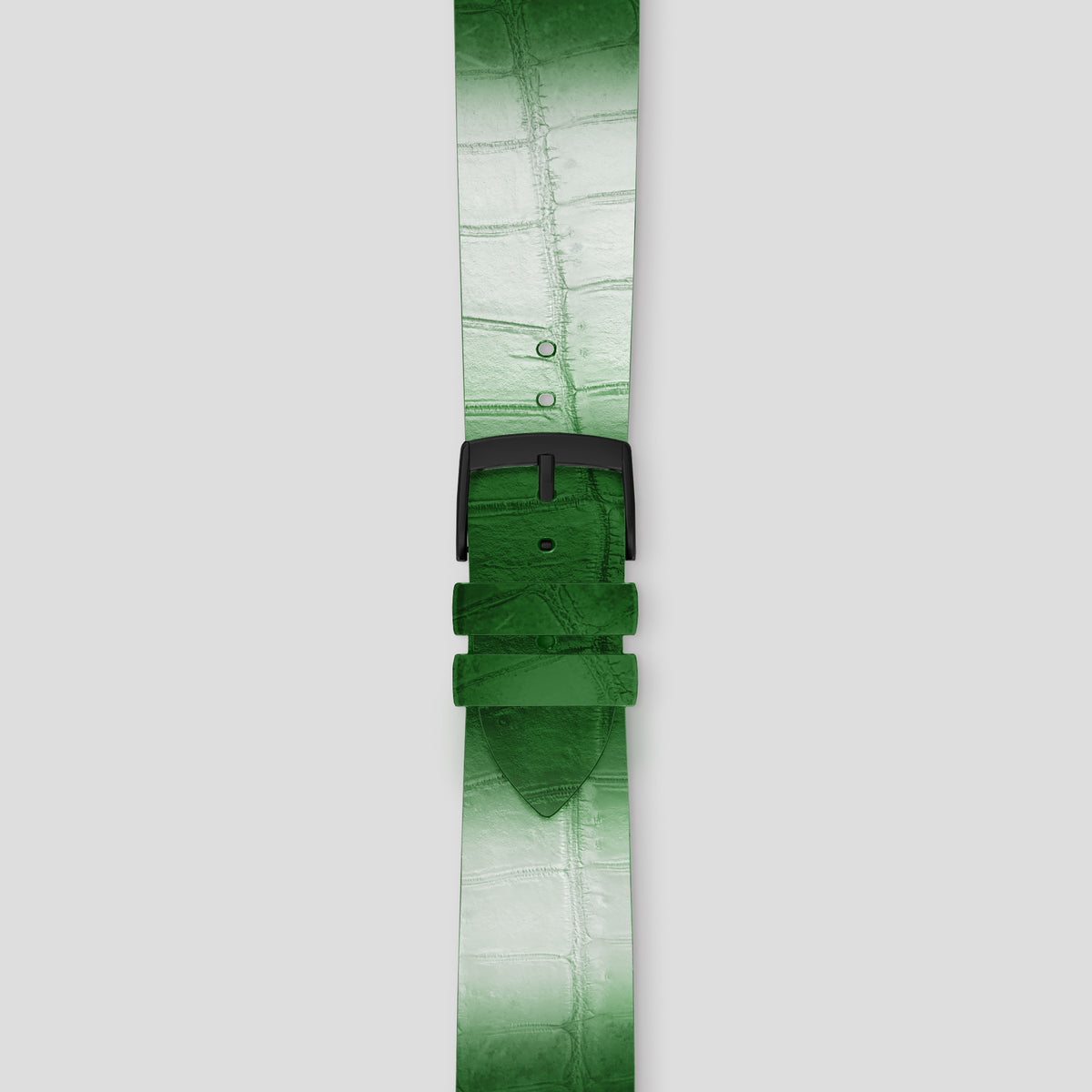 Green Apple Watch 42mm Strap Himalayan Crocodile with Black Metal -4 | Green-Black