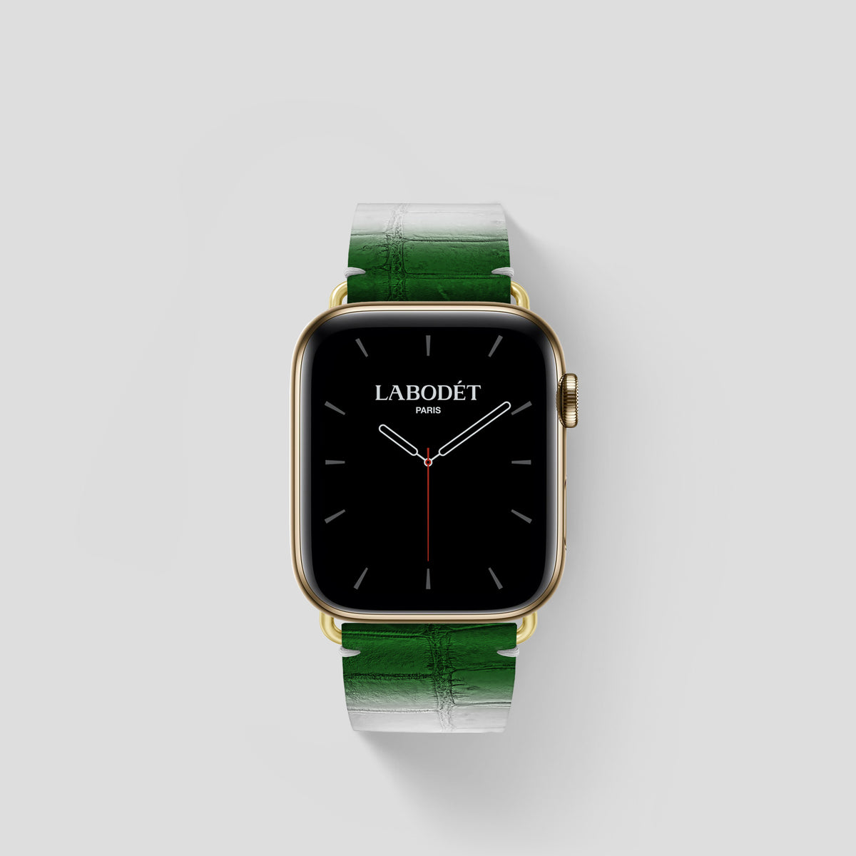 Green Apple Watch 42mm Strap Himalayan Crocodile with Gold Metal -1 | Green-Gold