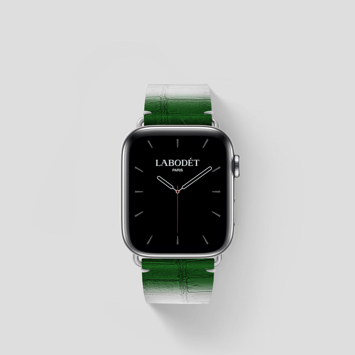 Green Apple Watch 42mm Strap Himalayan Crocodile with Steel Metal -1 | Green-Steel