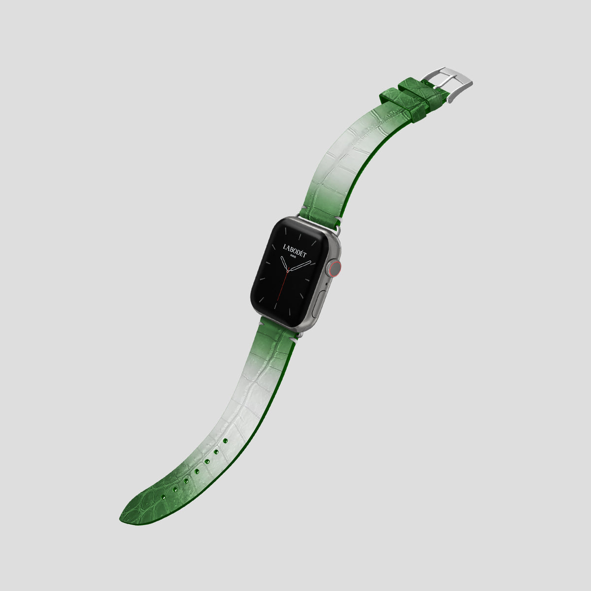 Green Apple Watch 42mm Strap Himalayan Crocodile with Steel Metal -3 | Green-Steel