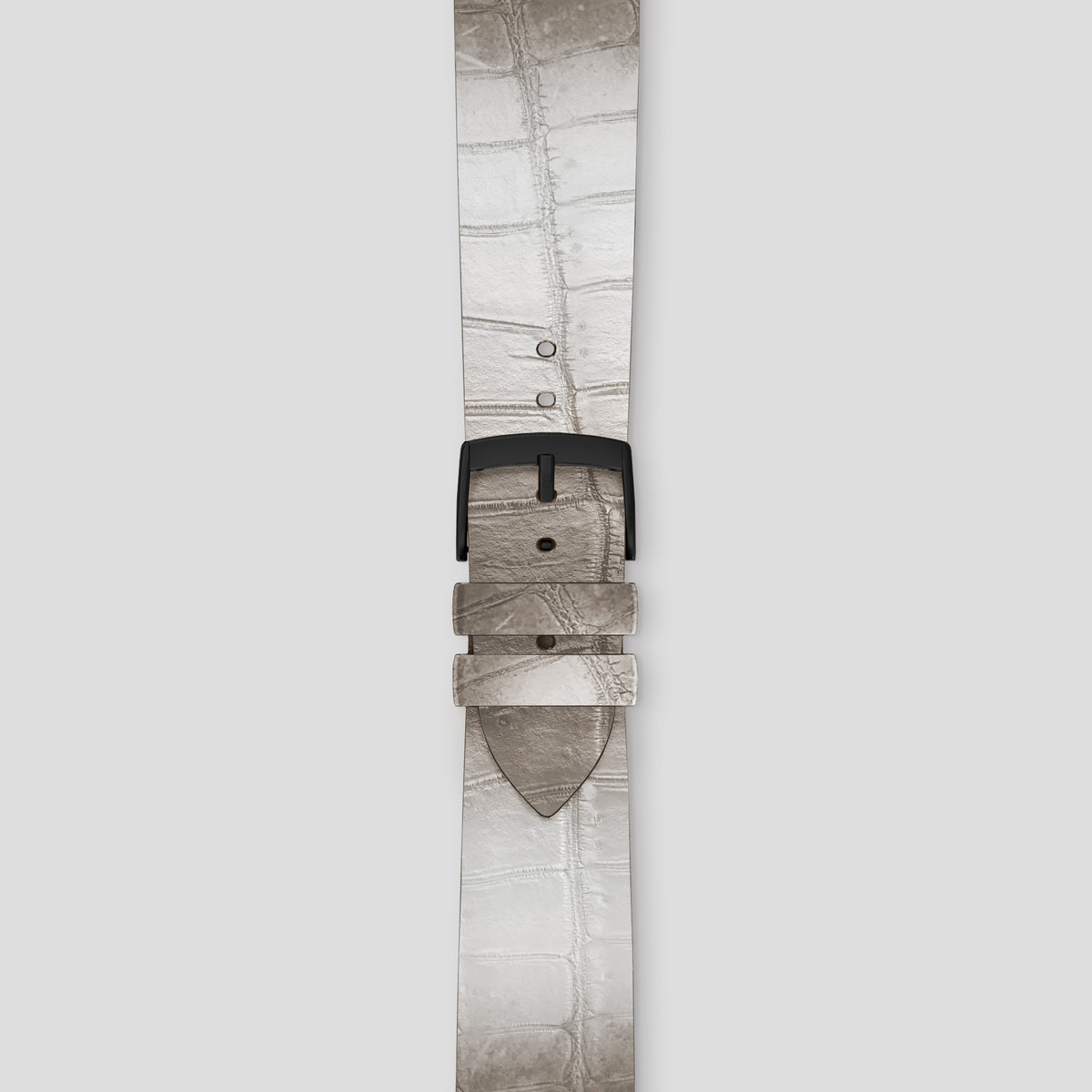 Grey Apple Watch 42mm Strap Himalayan Crocodile with Black Metal -4 | Grey-Black