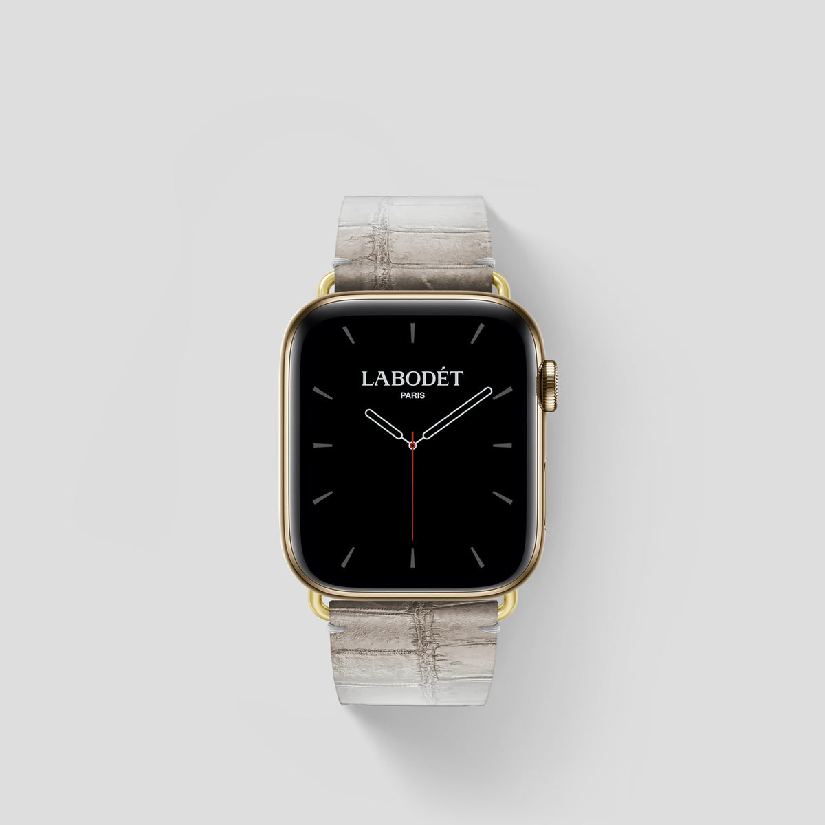 Grey Apple Watch 42mm Strap Himalayan Crocodile with Gold Metal -1 | Grey-Gold