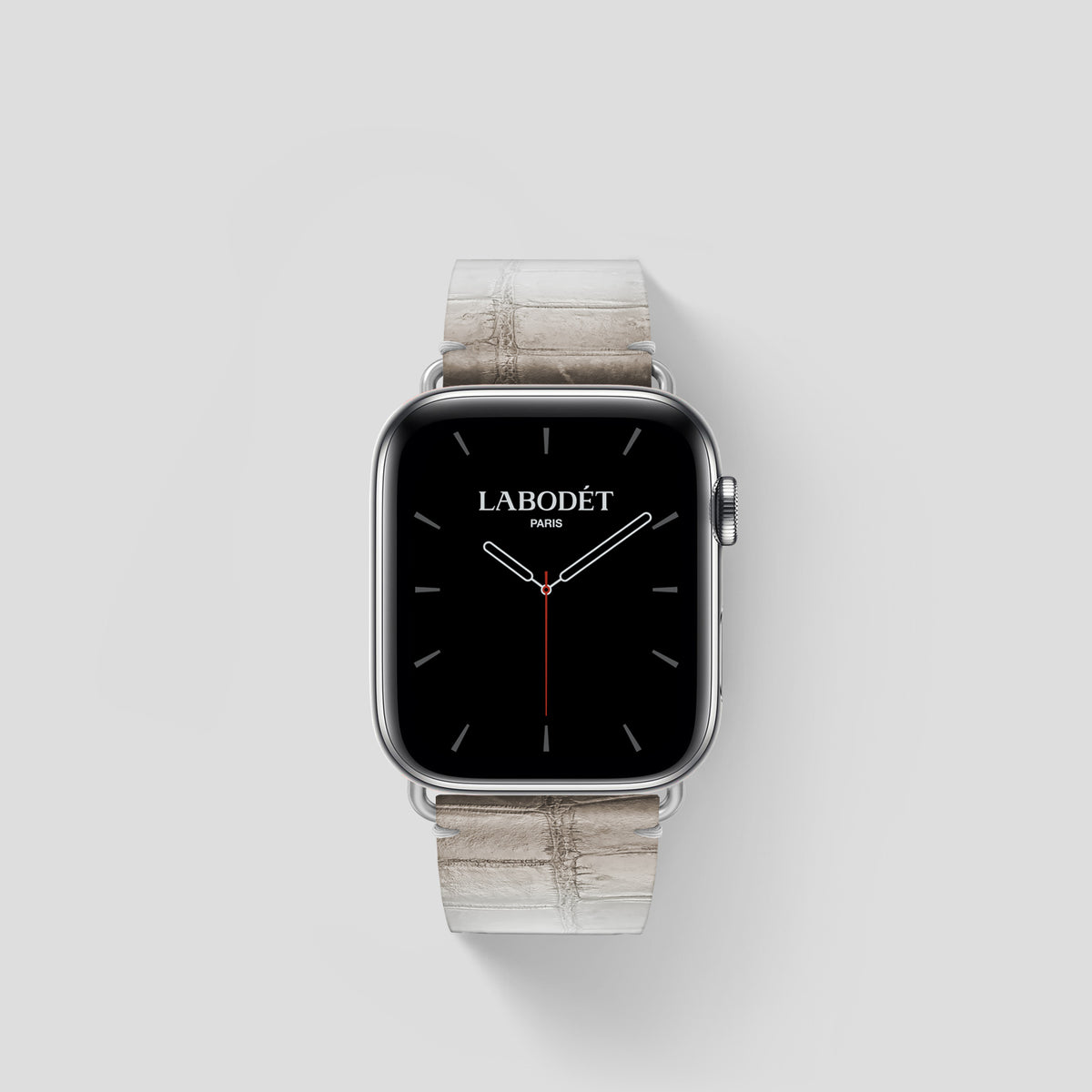 Grey Apple Watch 42mm Strap Himalayan Crocodile with Steel Metal -1 | Grey-Steel