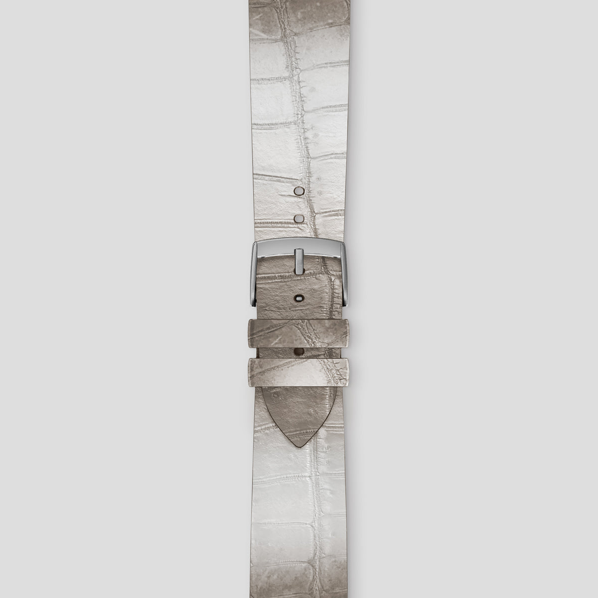 Grey Apple Watch 42mm Strap Himalayan Crocodile with Steel Metal -4 | Grey-Steel