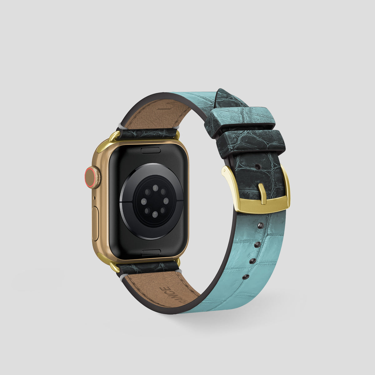 Light-Mint Apple Watch 42mm Strap Himalayan Crocodile with Gold Metal -2 | Light-Mint-Gold