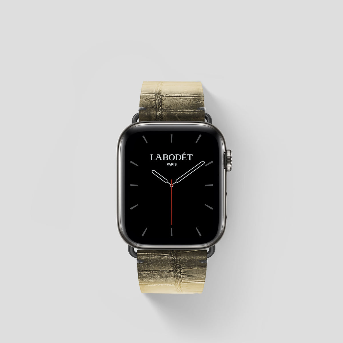 Natural Apple Watch 42mm Strap Himalayan Crocodile with Black Metal -1 | Natural-Black