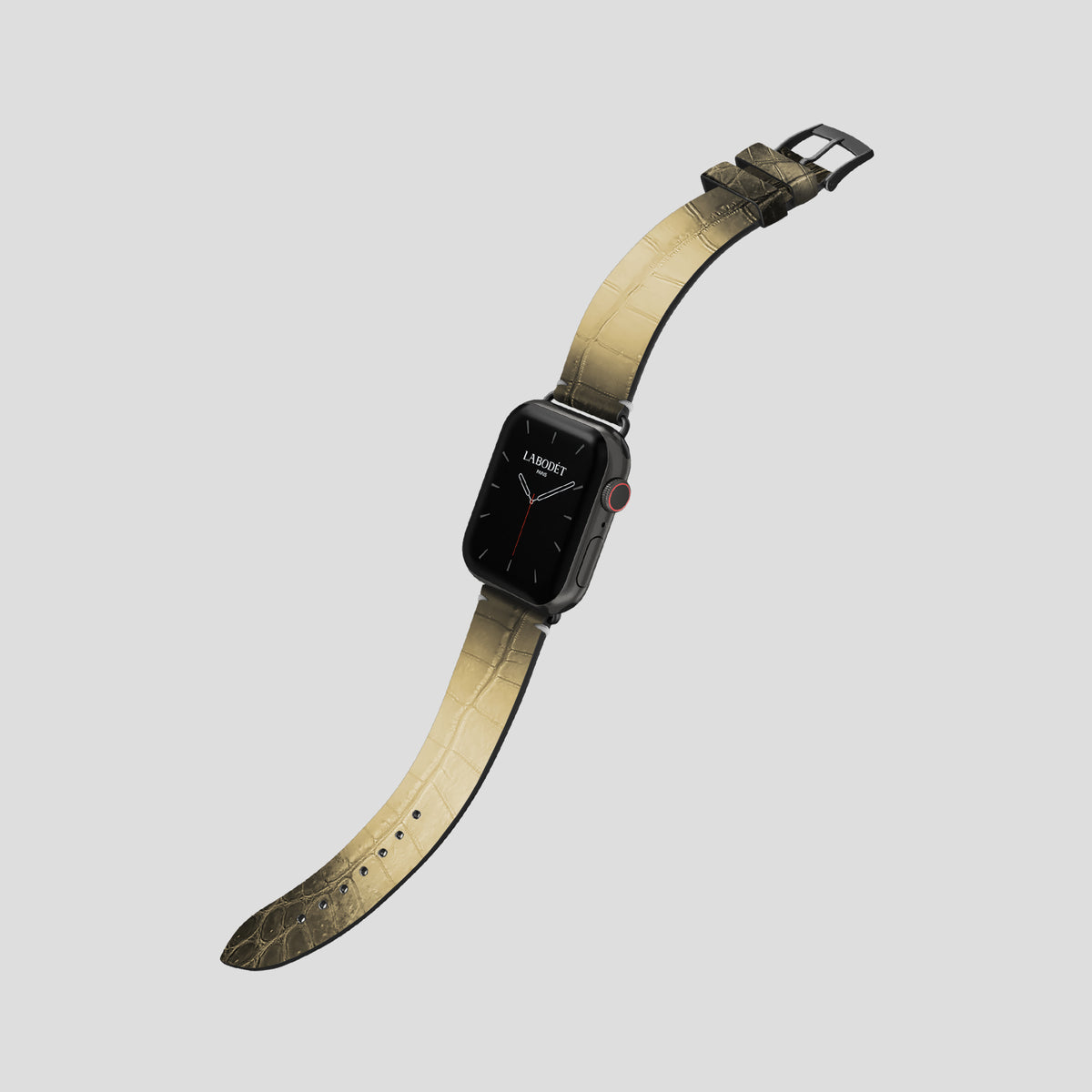 Natural Apple Watch 42mm Strap Himalayan Crocodile with Black Metal -3 | Natural-Black