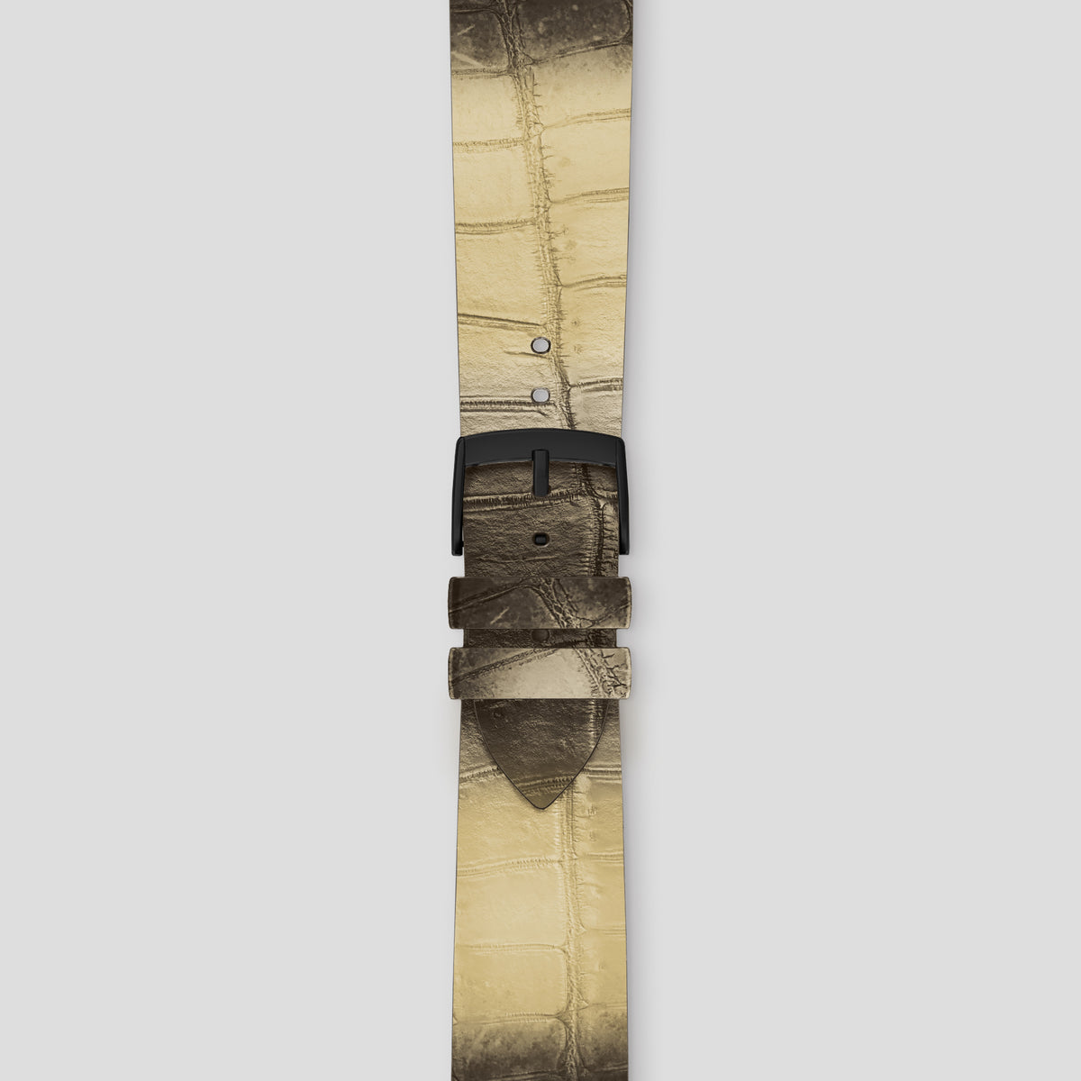 Natural Apple Watch 42mm Strap Himalayan Crocodile with Black Metal -4 | Natural-Black