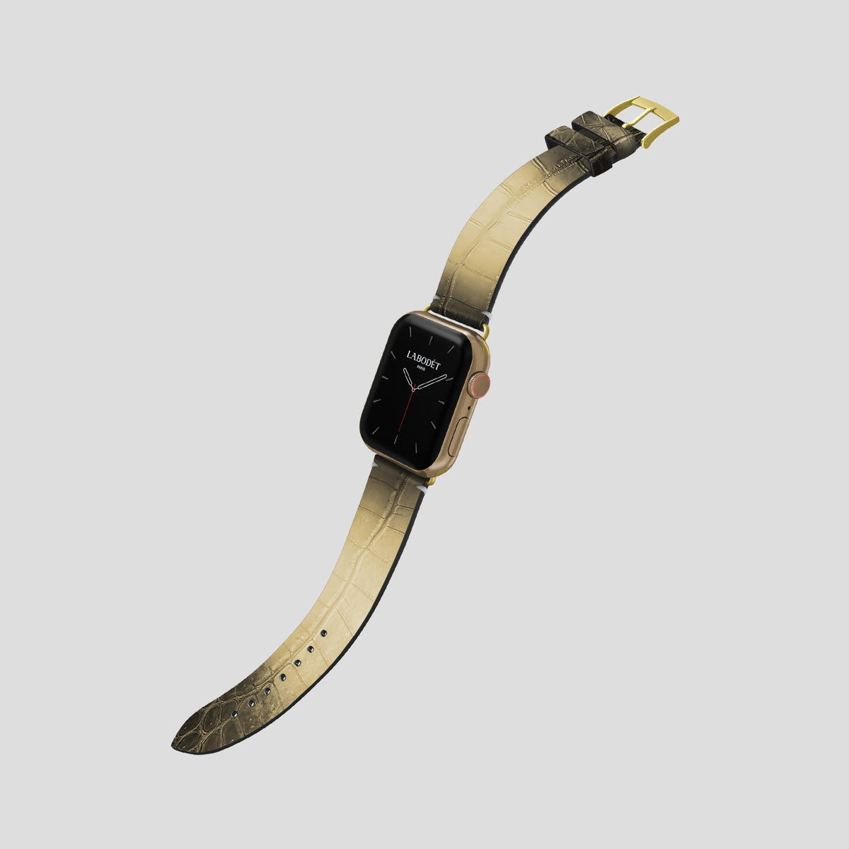 Natural Apple Watch 42mm Strap Himalayan Crocodile with Gold Metal -3 | Natural-Gold