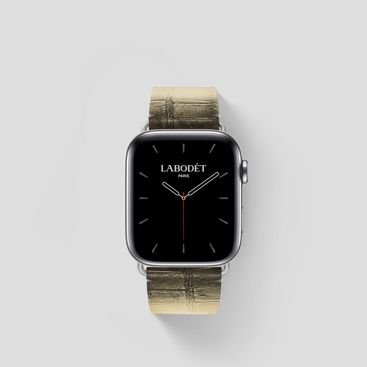 Natural Apple Watch 42mm Strap Himalayan Crocodile with Steel Metal -1 | Natural-Steel