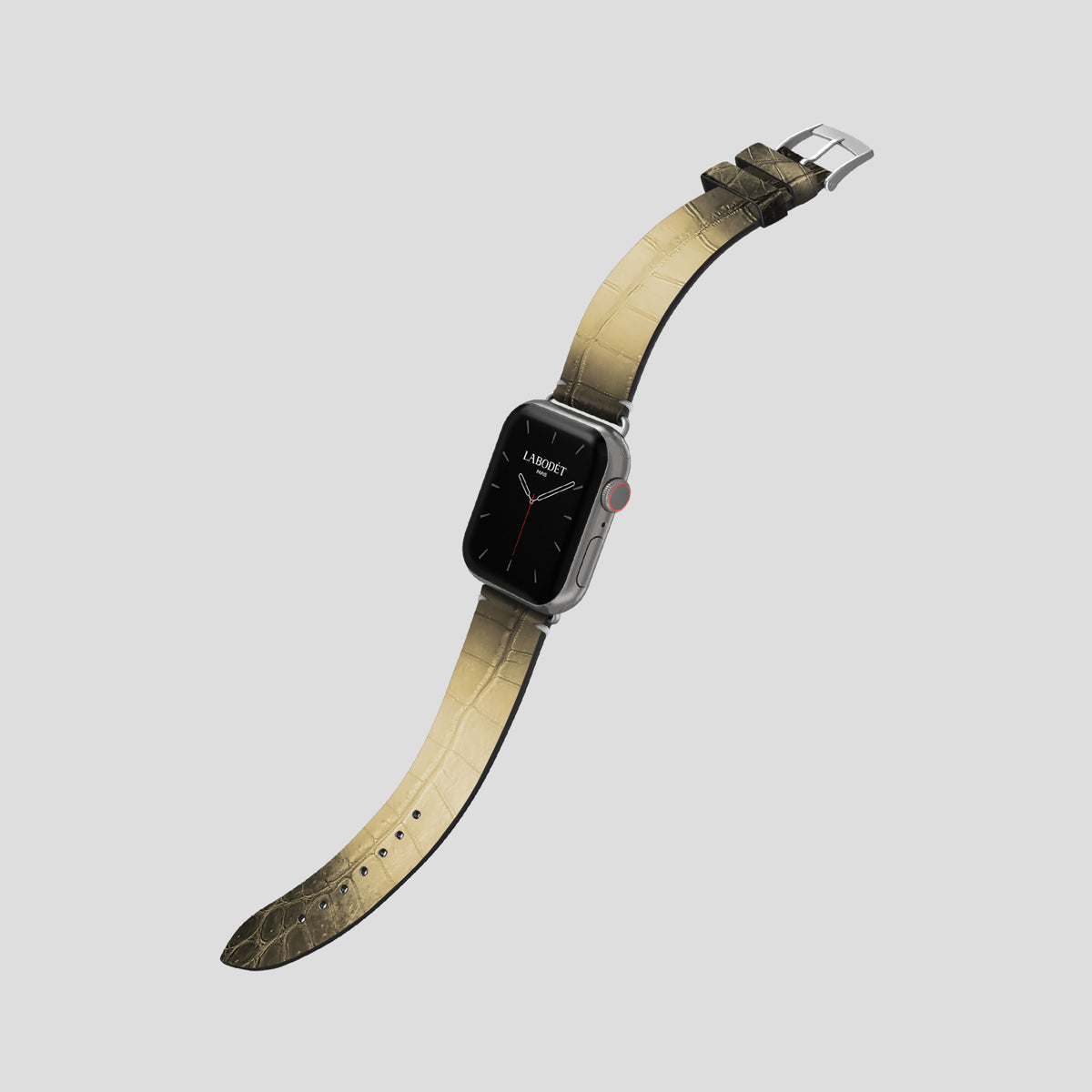 Natural Apple Watch 42mm Strap Himalayan Crocodile with Steel Metal -3 | Natural-Steel