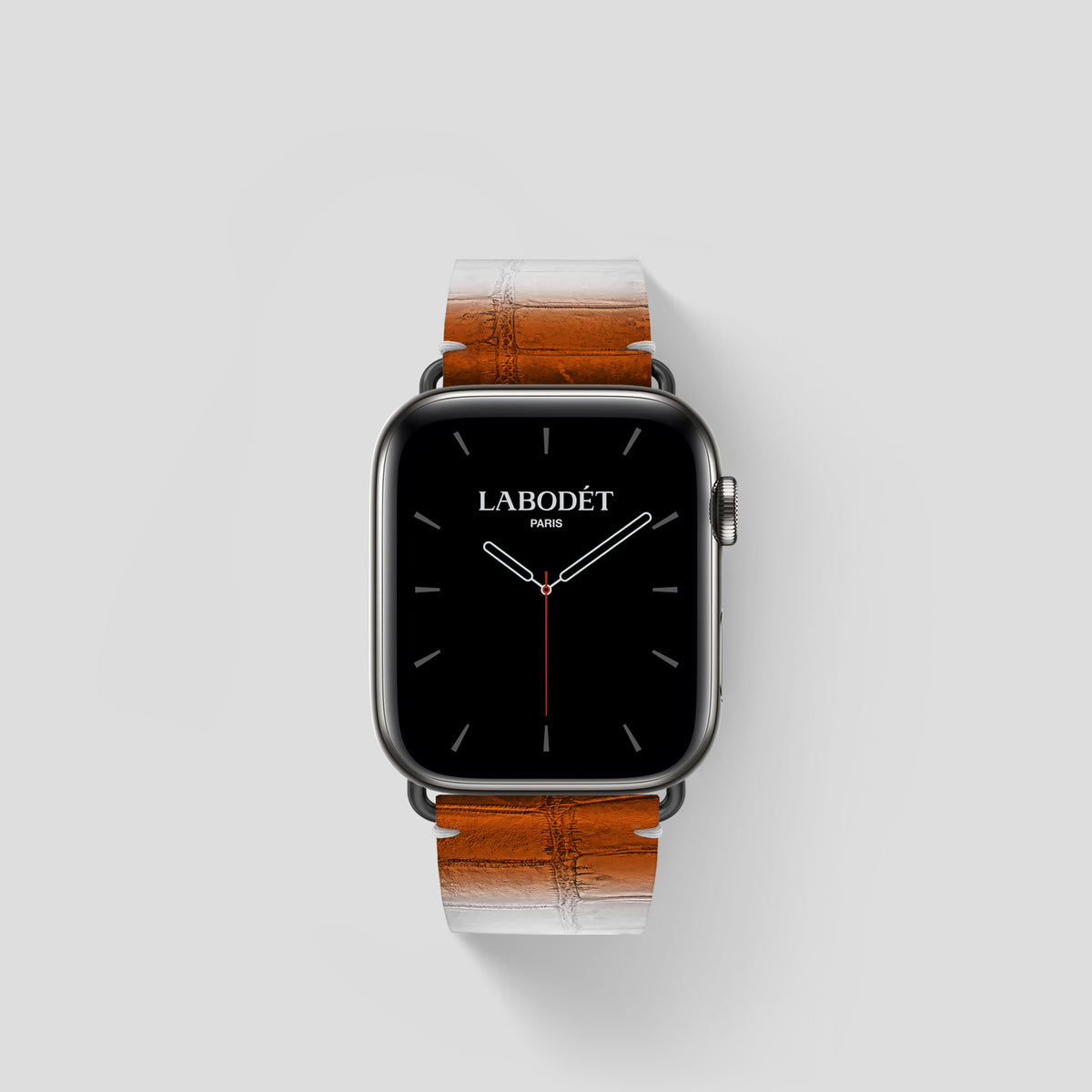 Orange Apple Watch 42mm Strap Himalayan Crocodile with Black Metal -1 | Orange-Black