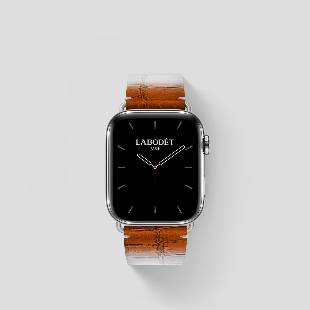 Orange Apple Watch 42mm Strap Himalayan Crocodile with Steel Metal -1 | Orange-Steel
