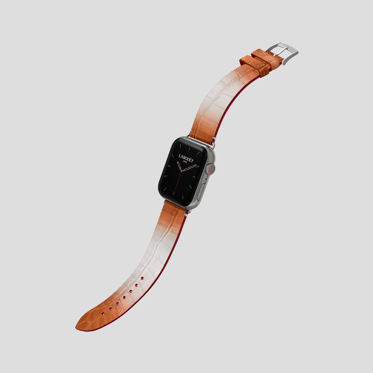 Orange Apple Watch 42mm Strap Himalayan Crocodile with Steel Metal -3 | Orange-Steel
