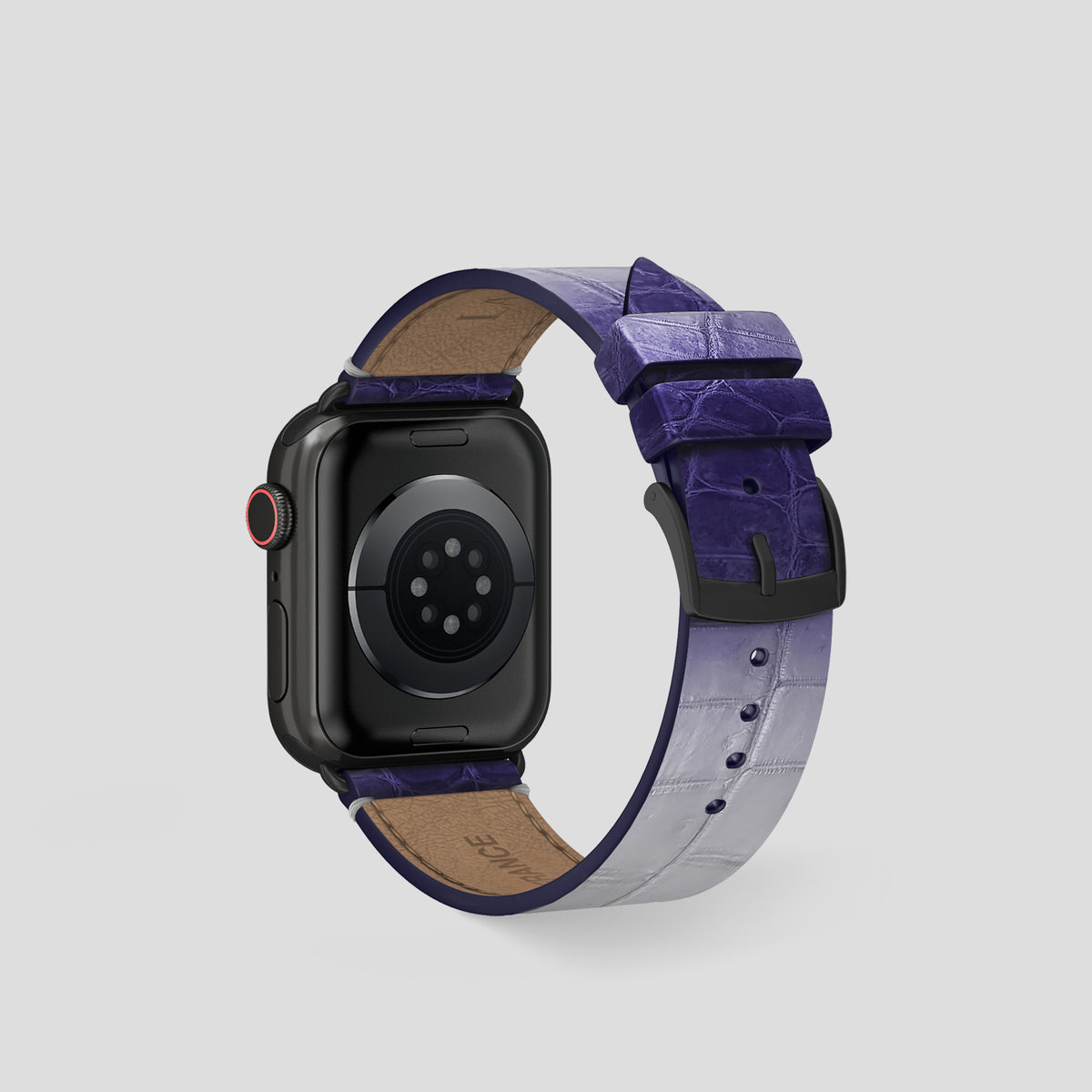 Purple Apple Watch 42mm Strap Himalayan Crocodile with Black Metal -2 | Purple-Black