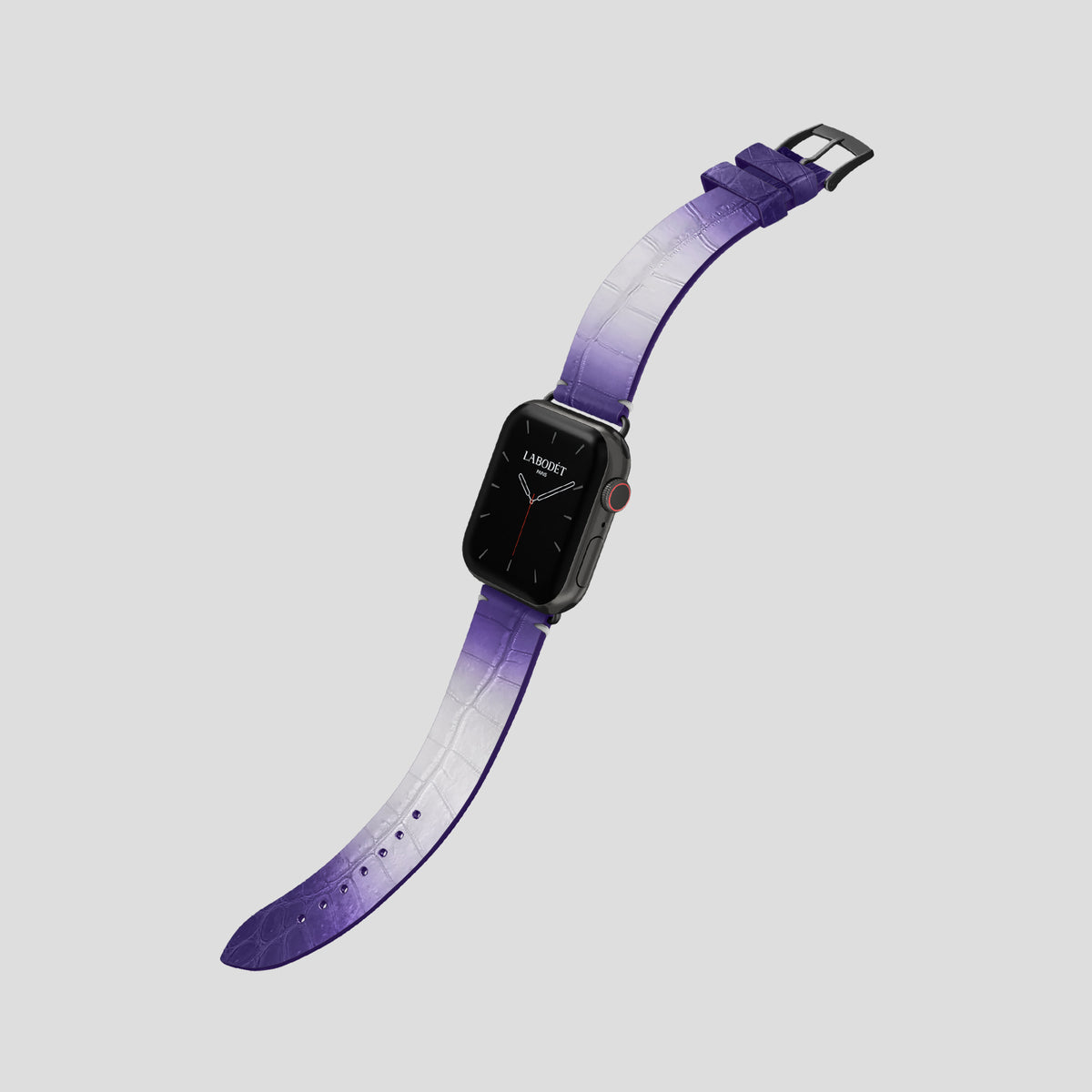Purple Apple Watch 42mm Strap Himalayan Crocodile with Black Metal -3 | Purple-Black
