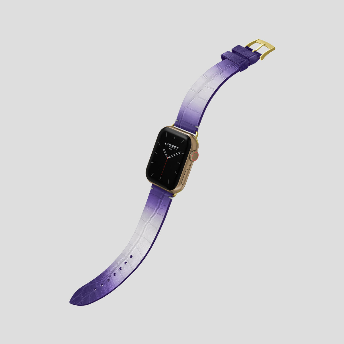 Purple Apple Watch 42mm Strap Himalayan Crocodile with Gold Metal -3 | Purple-Gold