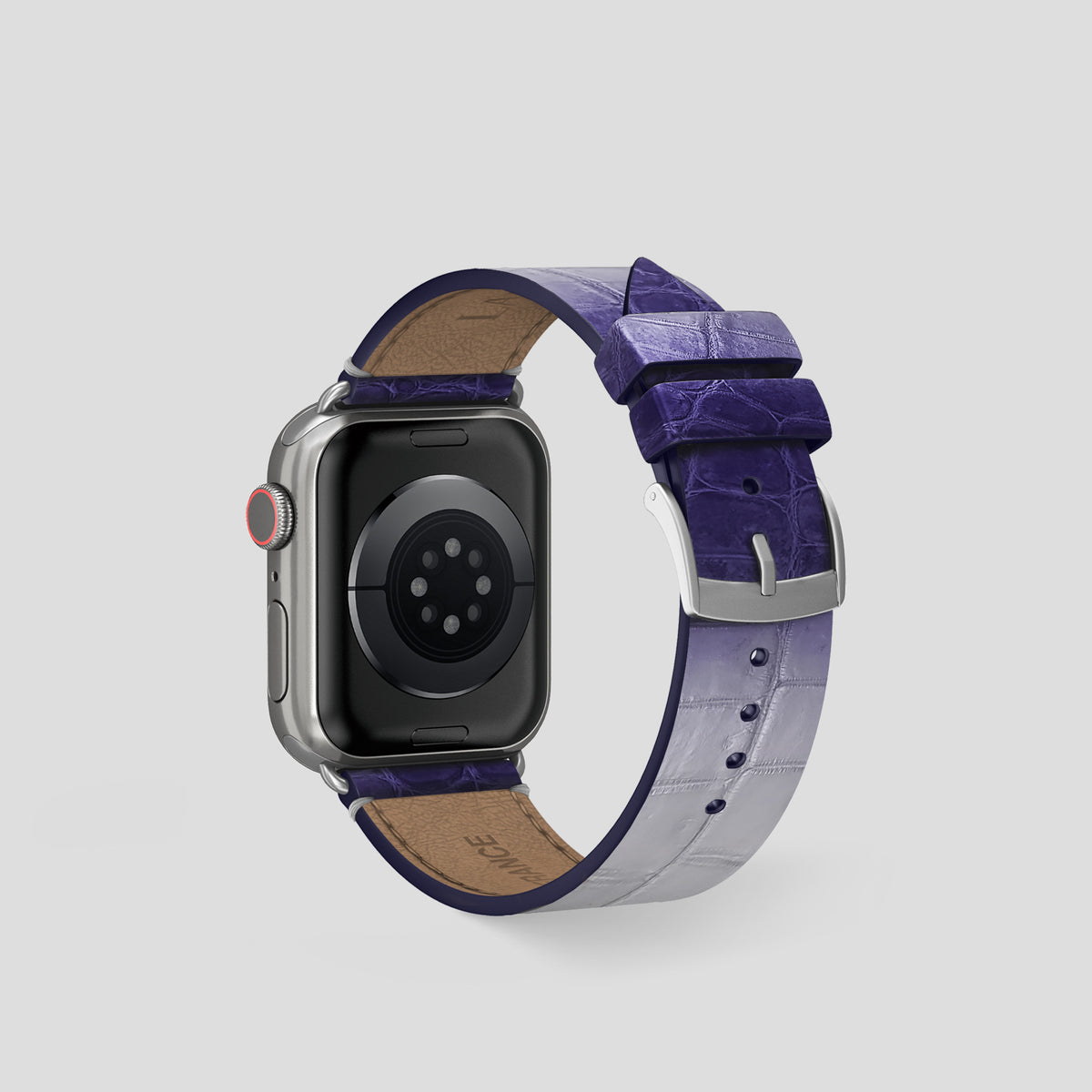 Purple Apple Watch 42mm Strap Himalayan Crocodile with Steel Metal -2 | Purple-Steel