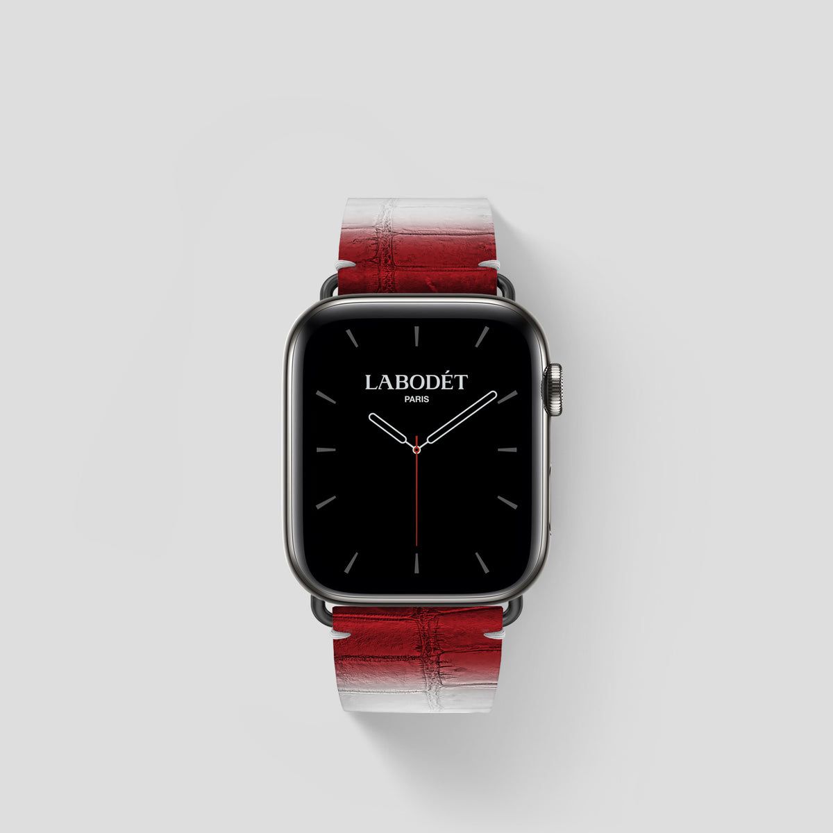 Red Apple Watch 42mm Strap Himalayan Crocodile with Black Metal -1 | Red-Black