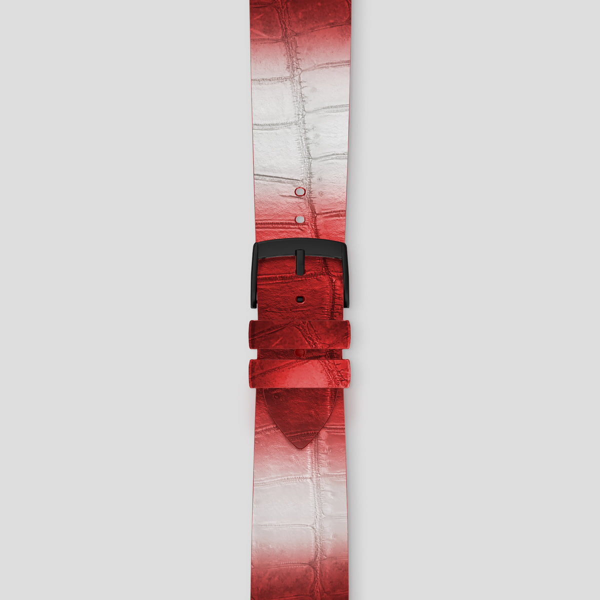 Red Apple Watch 42mm Strap Himalayan Crocodile with Black Metal -4 | Red-Black