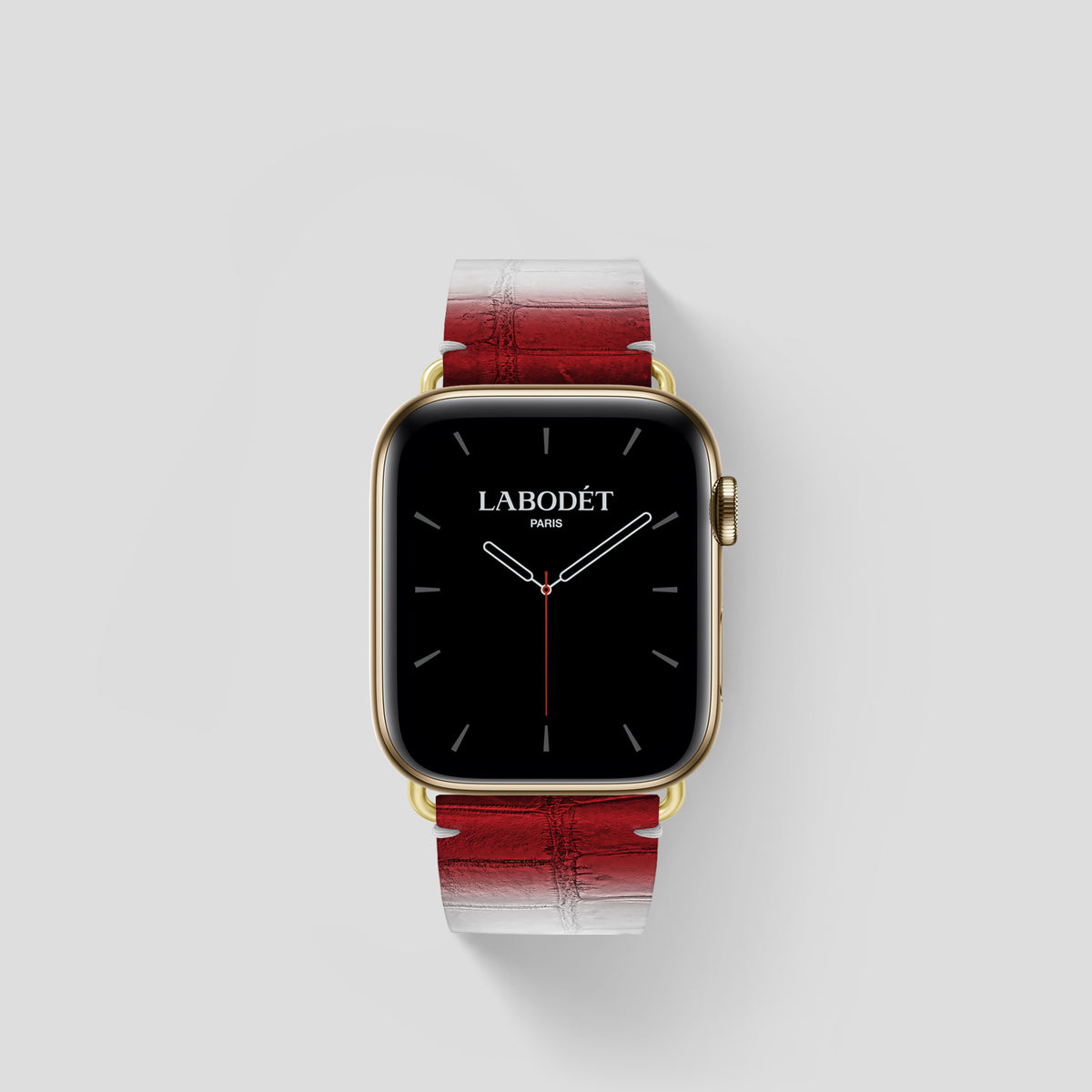 Red Apple Watch 42mm Strap Himalayan Crocodile with Gold Metal -1 | Red-Gold