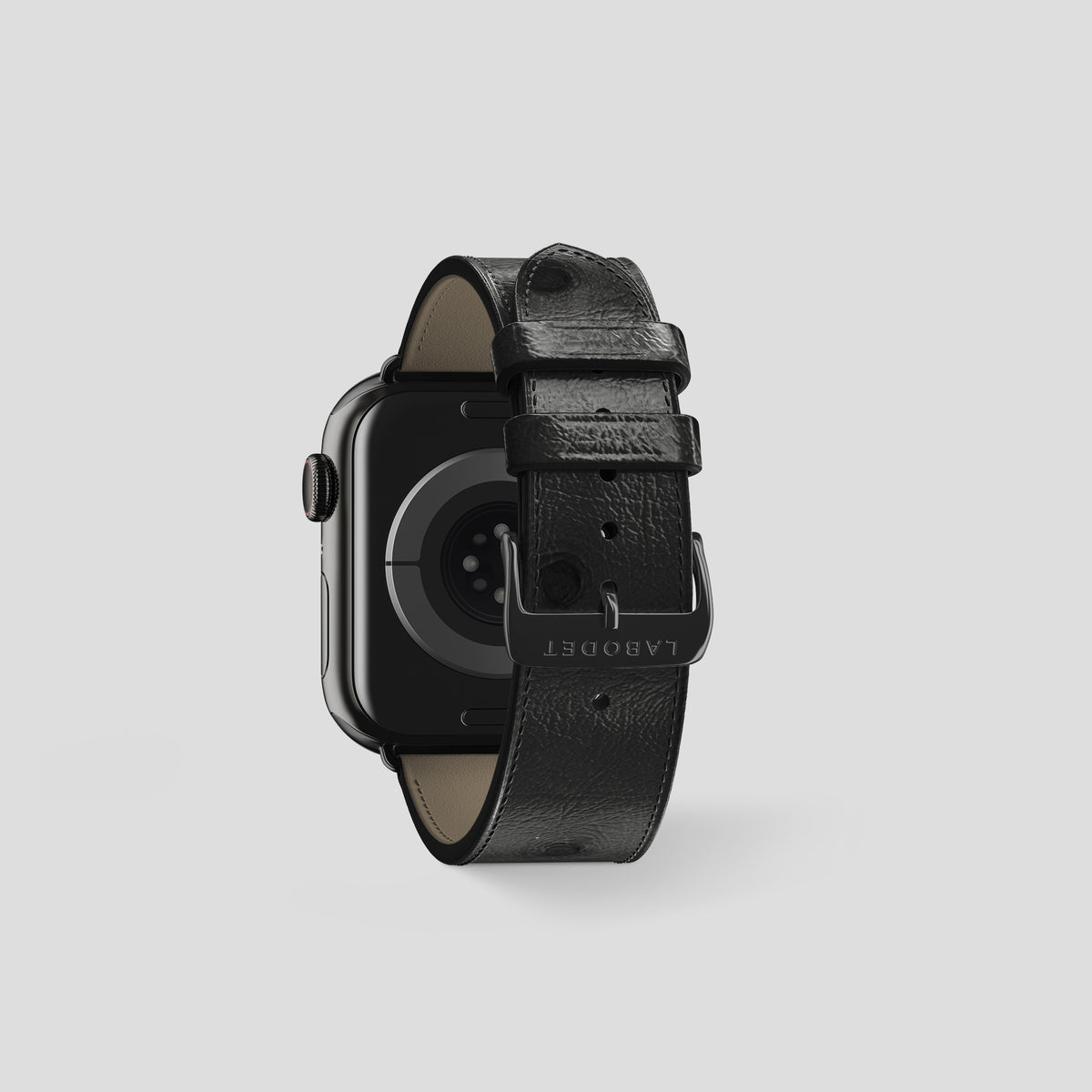 Black Apple Watch 42mm Classic Strap Ostrich with Black Metal -2 | Black-Black
