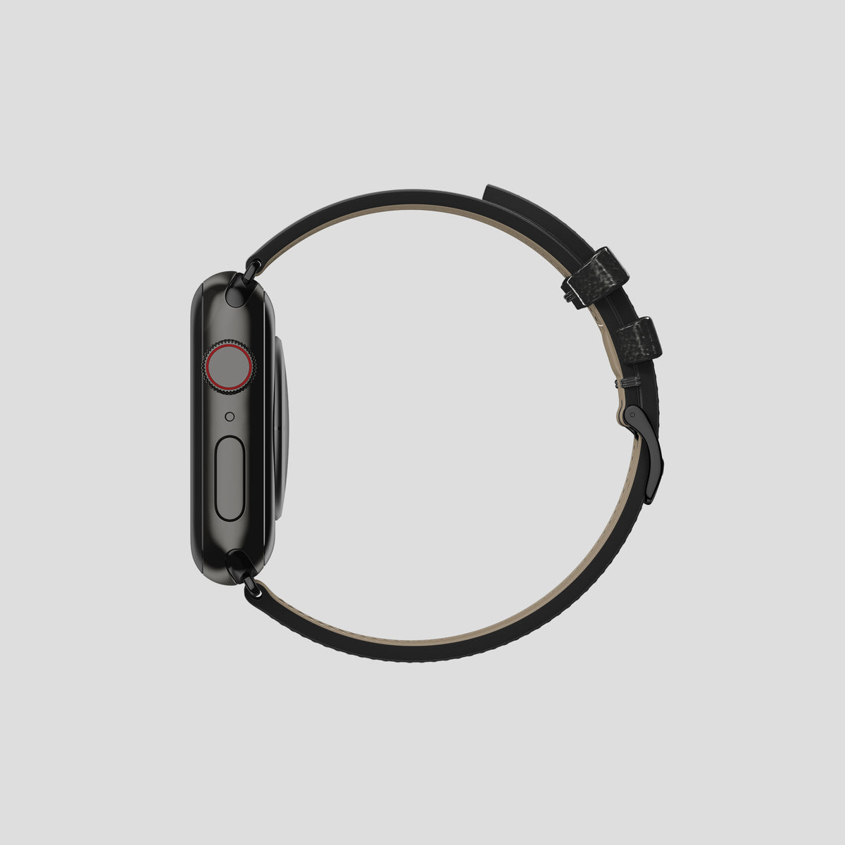 Black Apple Watch 42mm Classic Strap Ostrich with Black Metal -4 | Black-Black