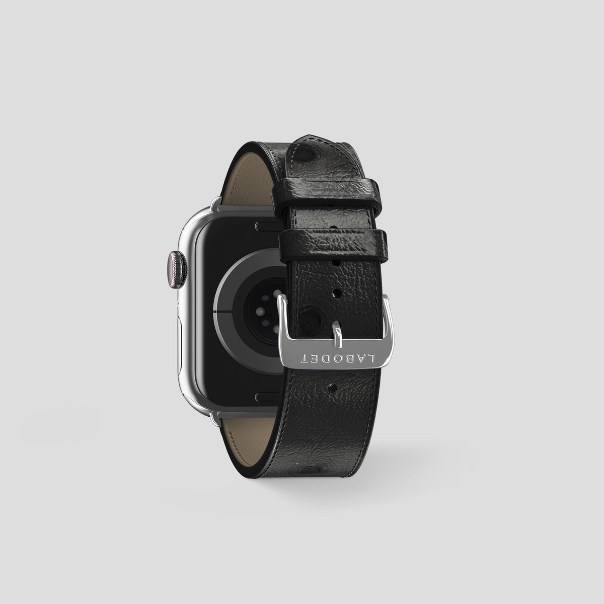 Black Apple Watch 42mm Classic Strap Ostrich with Steel Metal -2 | Black-Steel