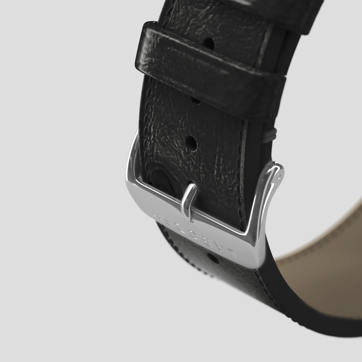 Black Apple Watch 42mm Classic Strap Ostrich with Steel Metal -7 | Black-Steel