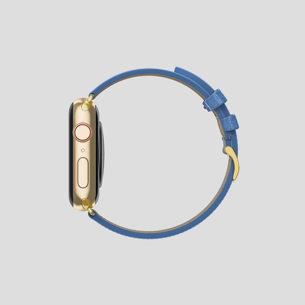 Blue-Jeans Apple Watch 42mm Classic Strap Ostrich with Gold Metal -4 | Blue-Jeans-Gold