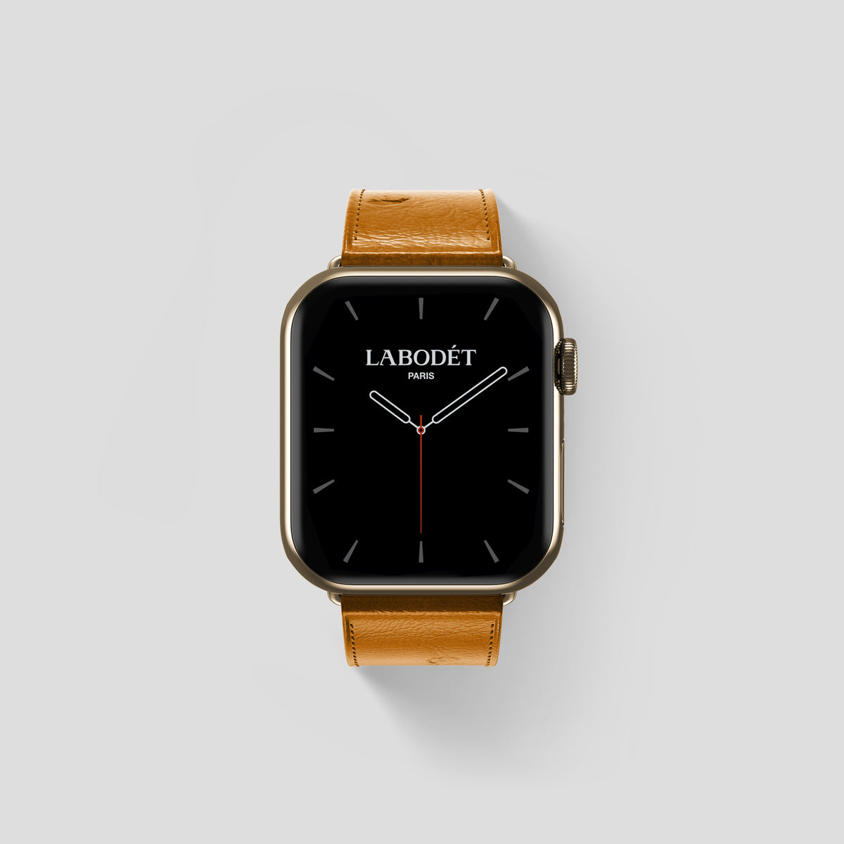 Chestnut Apple Watch 42mm Classic Strap Ostrich with Gold Metal -1 | Chestnut-Gold
