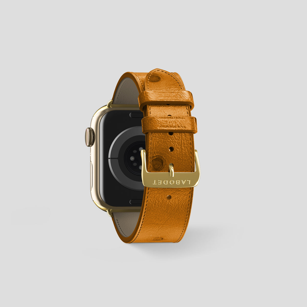 Chestnut Apple Watch 42mm Classic Strap Ostrich with Gold Metal -2 | Chestnut-Gold